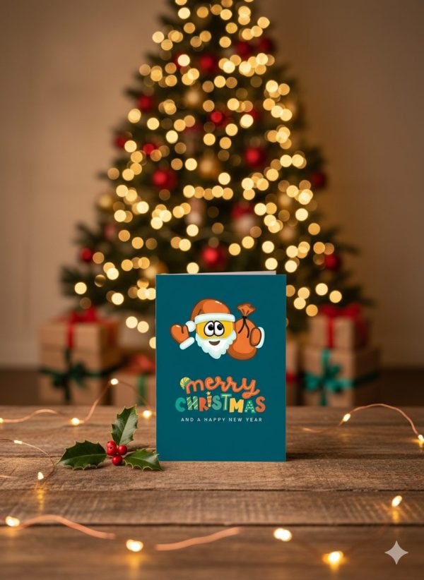 christmas card with santa on the fron