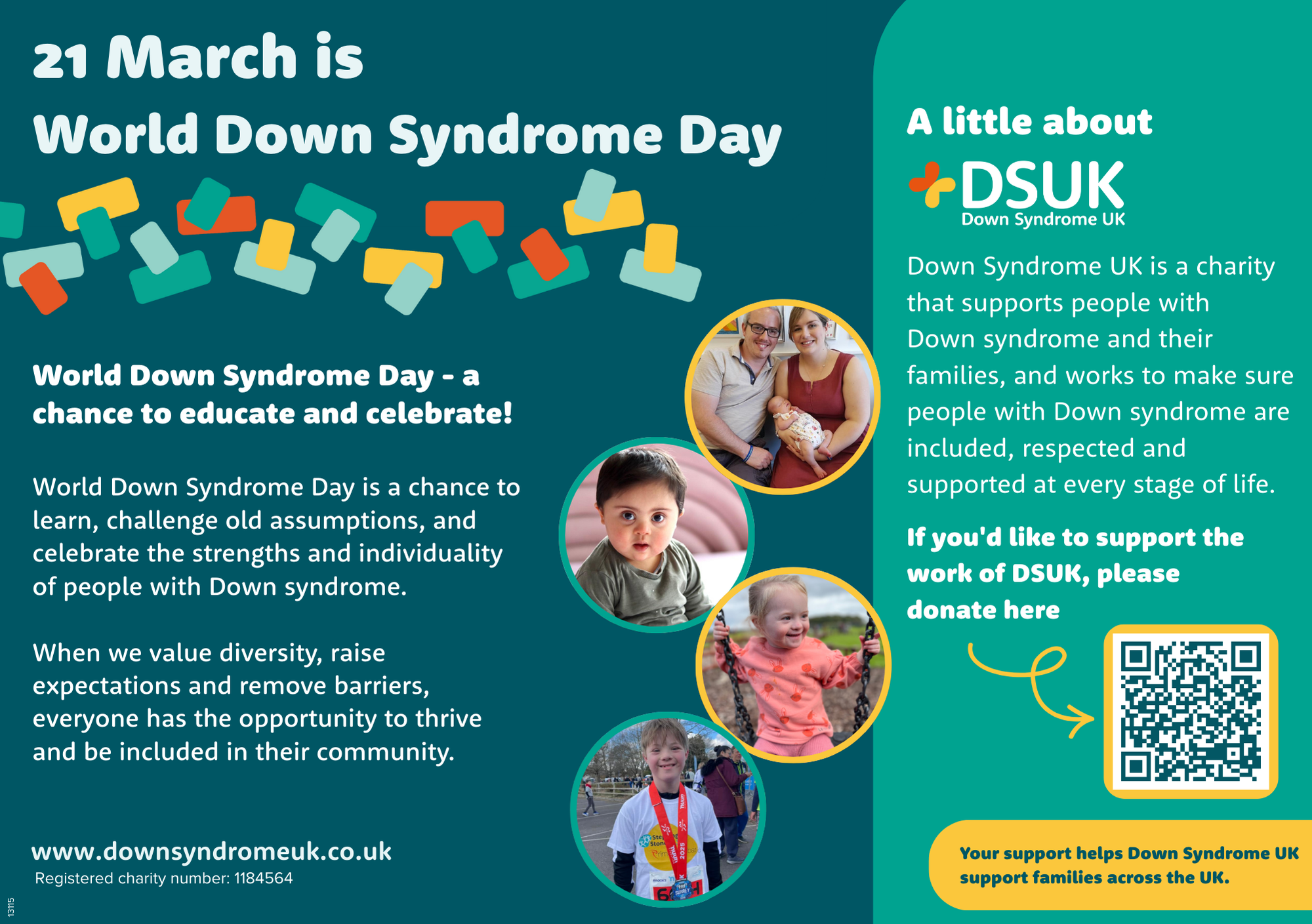 2 Nursery example of the bespoke A5 world down syndrome day postcards (back)