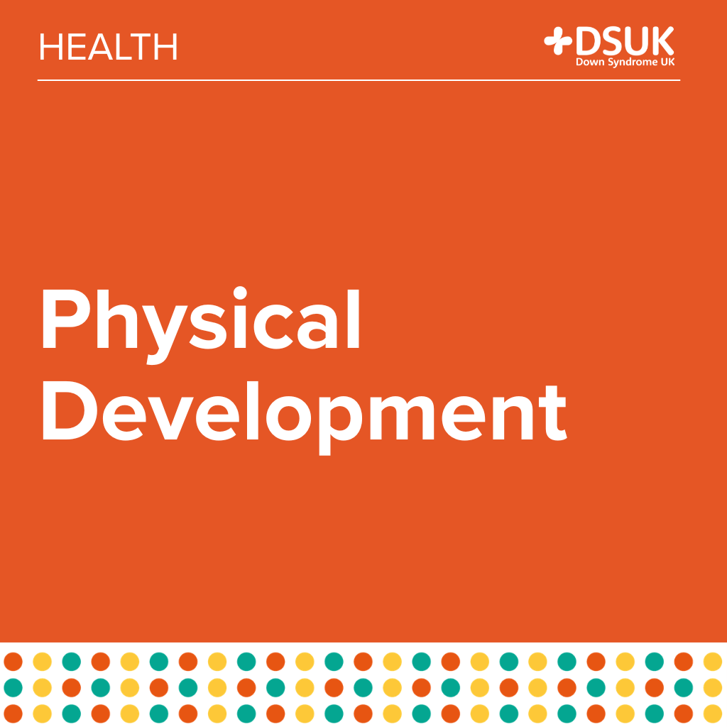 Orange tile with words Physical Development