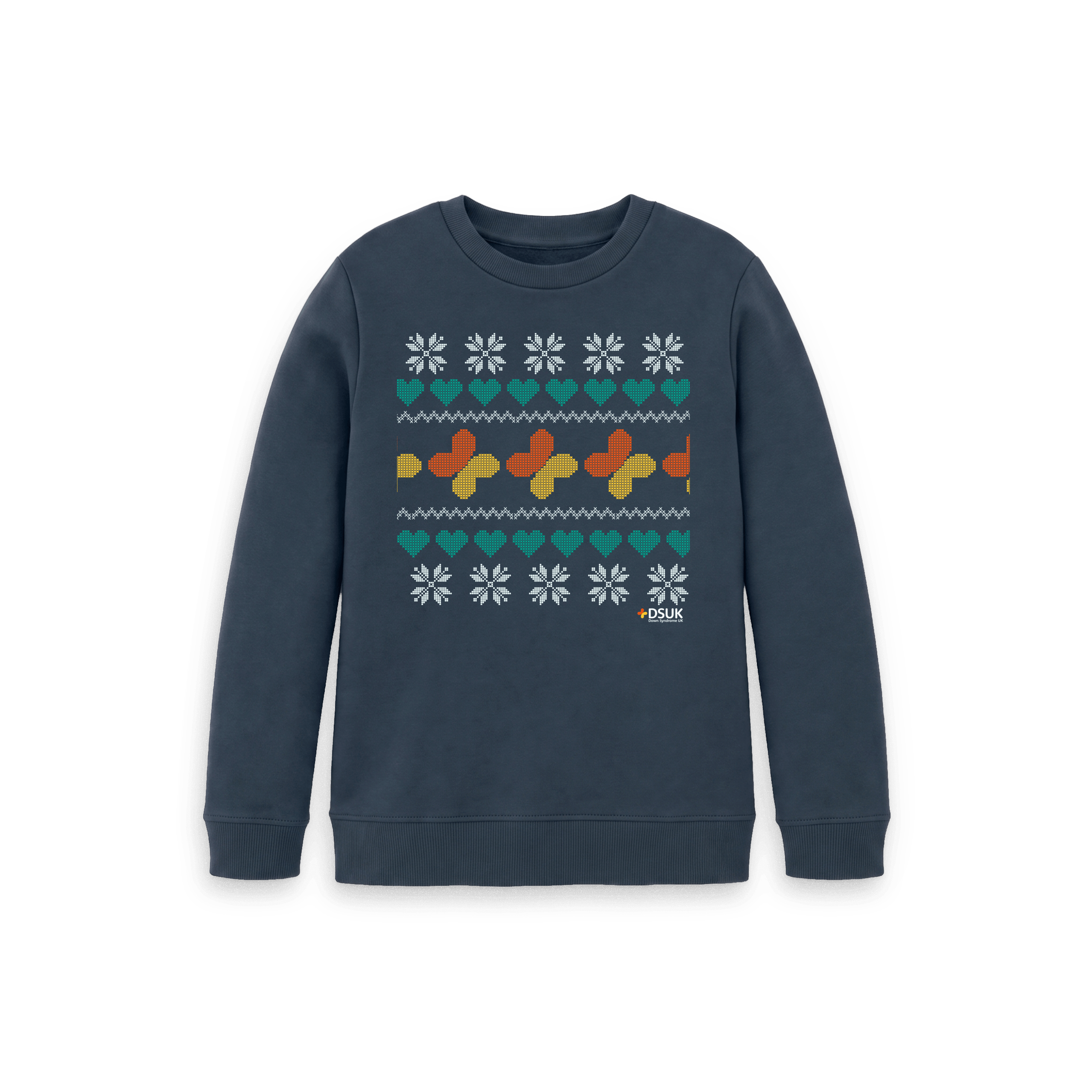 Stitched Hearts Christmas Jumper - Kids (Dark)