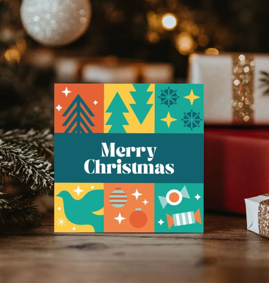 Christmas card – festive blocks