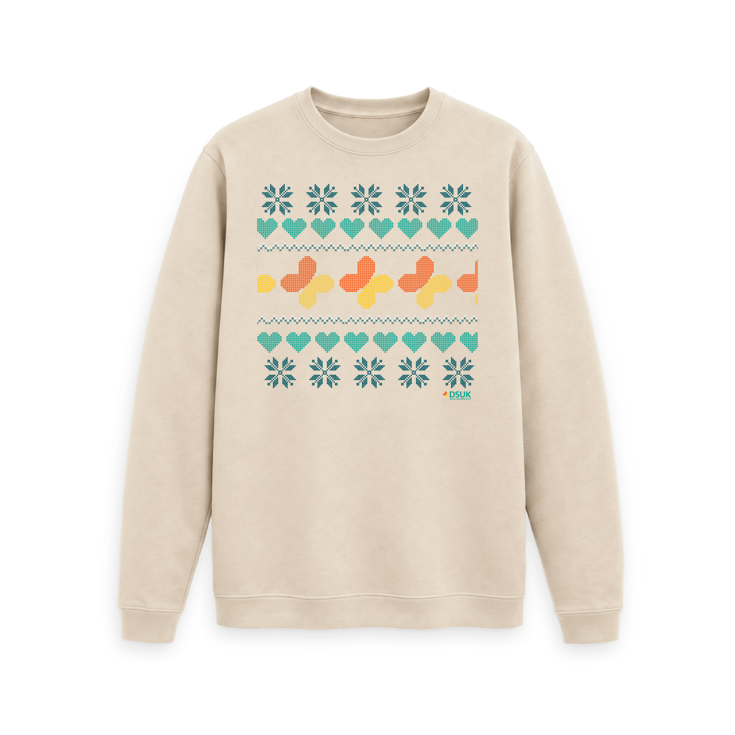 Stitched Hearts Christmas Jumper - Adults (Light)
