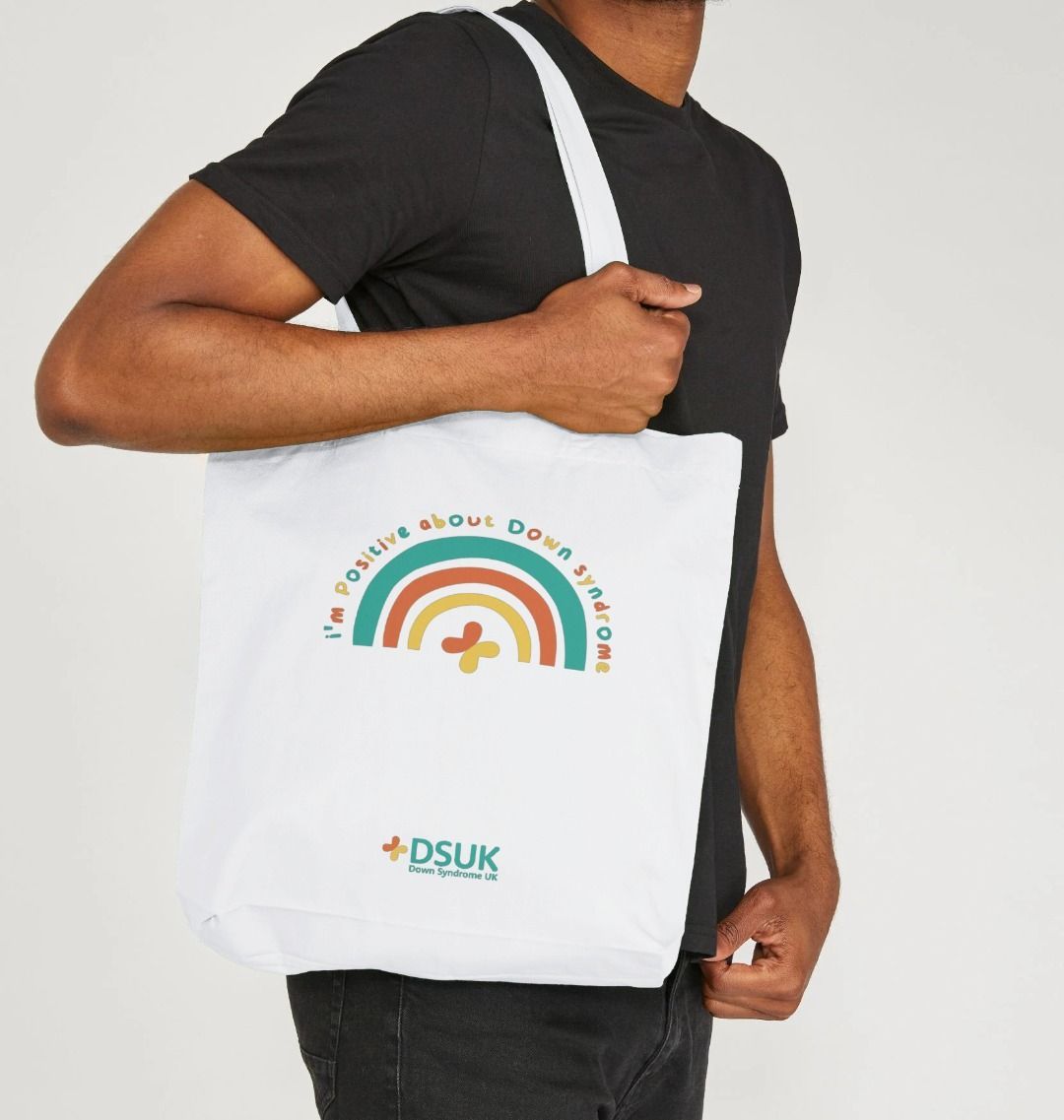 "I'm Positive About Down Syndrome" Rainbow Tote Bag