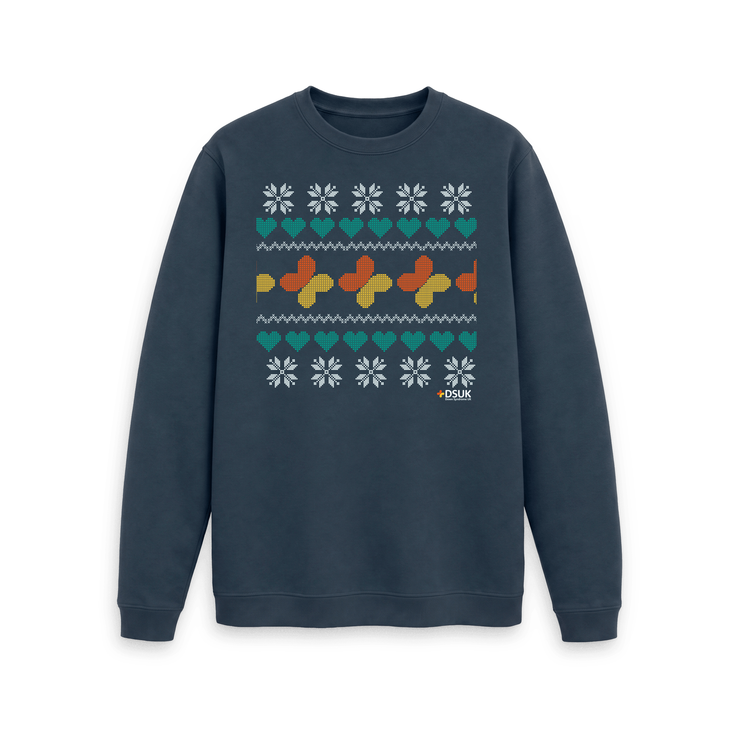Stitched Hearts Christmas Jumper - Adults (Dark)