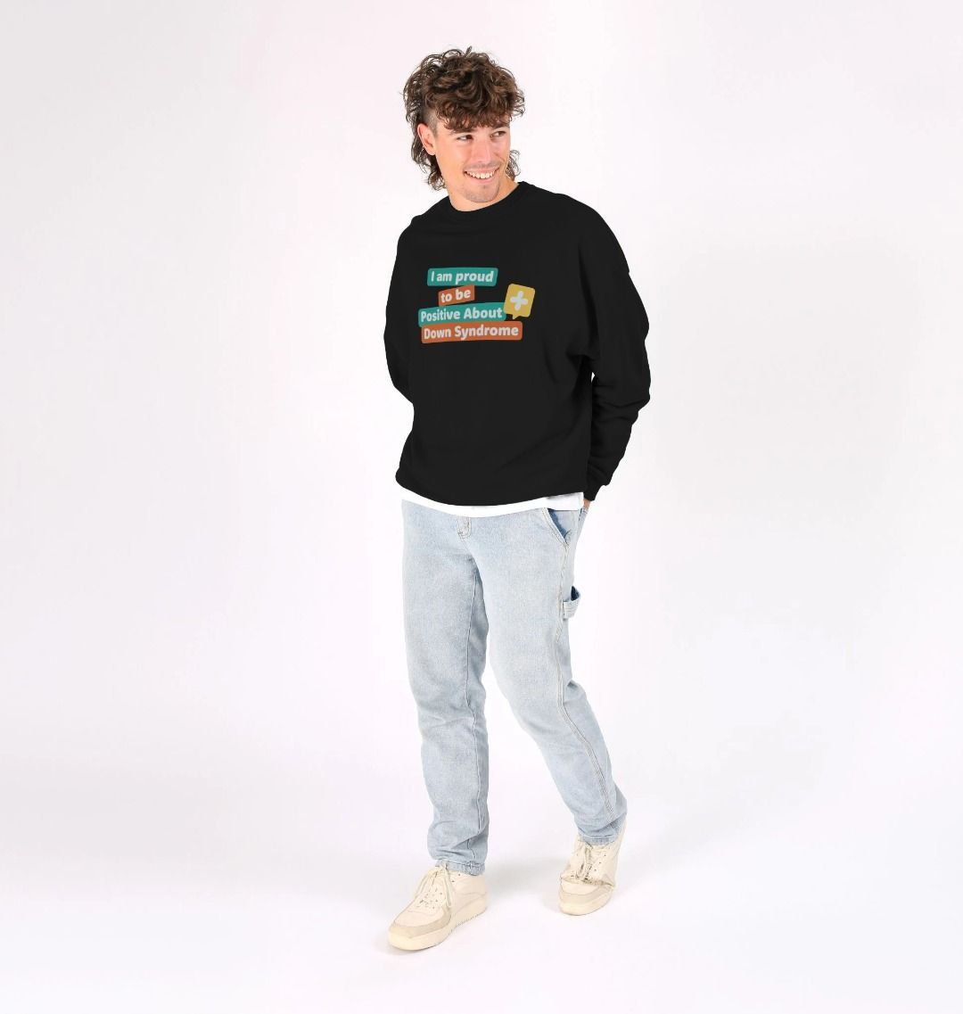 "I Am Proud to be Positive About Down Syndrome" Oversized Sweater