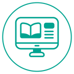 Information screen icon with an open book on the screen